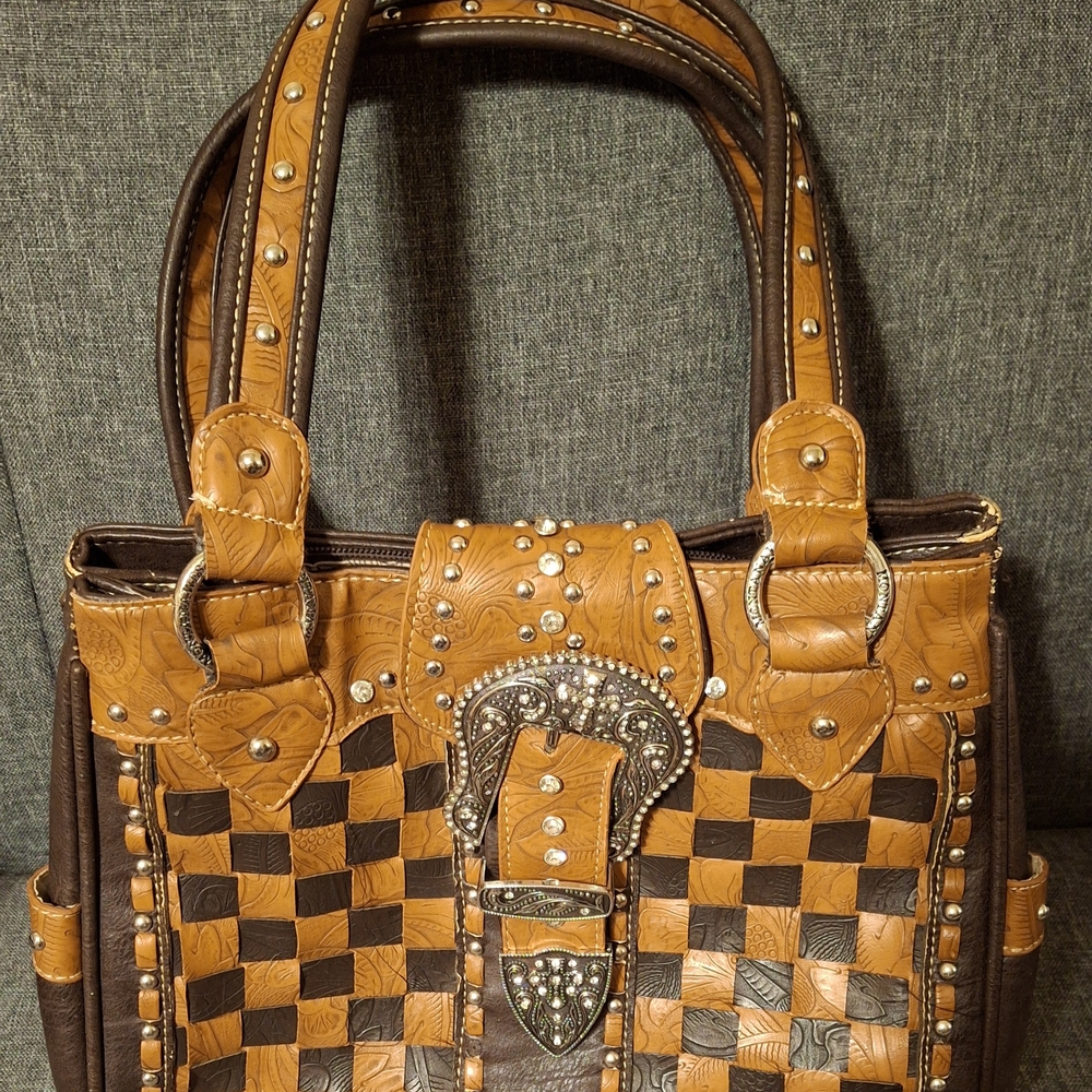 Montana West Brown and Tan Studded Tote